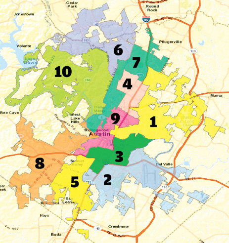 Map of Austin districts via Austin Chronicle