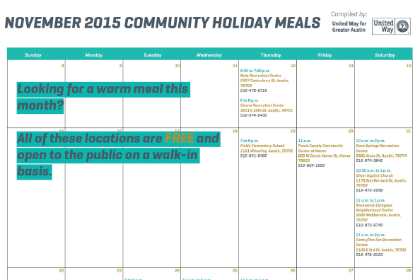 Free holiday November meals in Austin