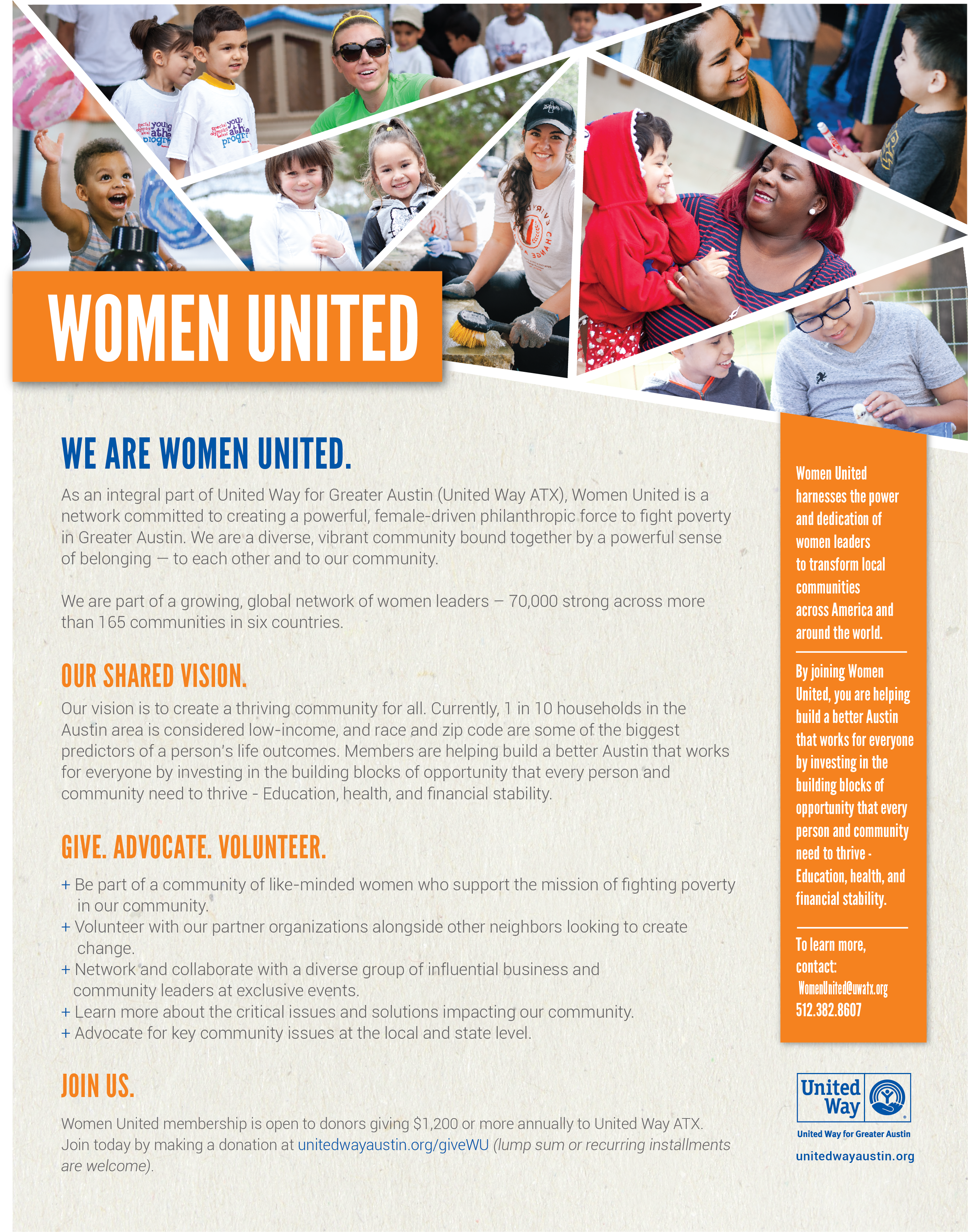 Screenshot of Women United one-pager